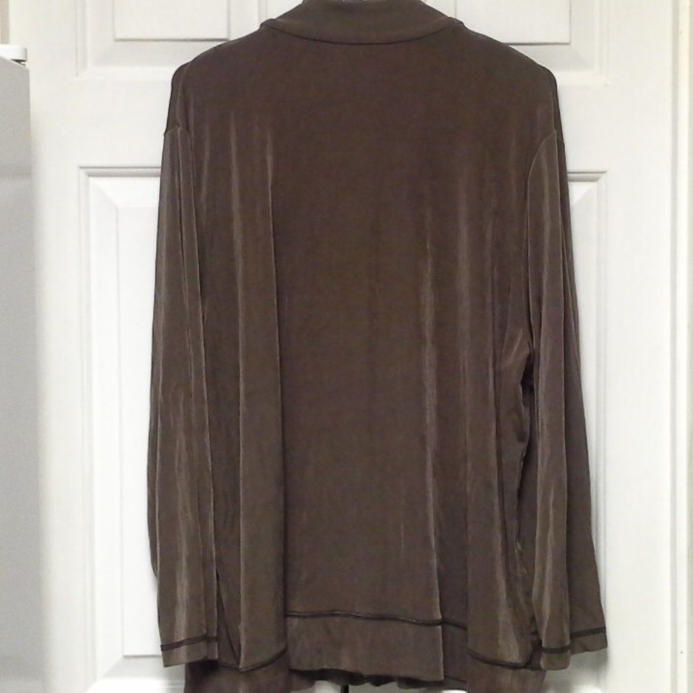 Brown Mock Turtle Neck Long Sleeve Zipped Jacket - Picture 4 of 8